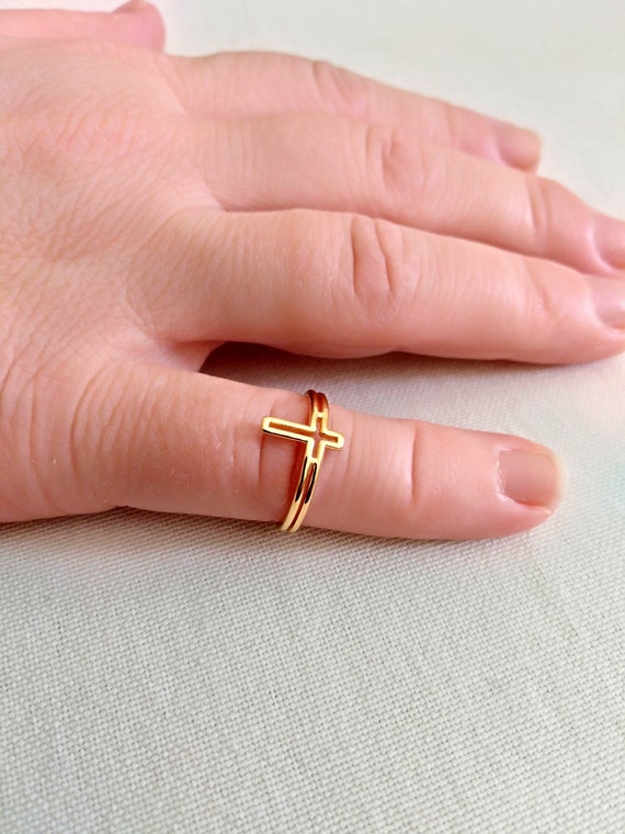 Kreuz-Ring Gold Kreuz Ring Womens Cross Ring Midi Ring  Etsy