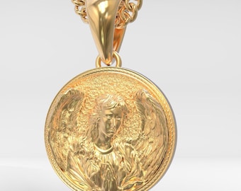 Yellow Gold Plated Angel Pendant | Handcrafted Sterling Angel Necklace | Silver 925 Angel Pendant | Unisex Silver 925 Angel