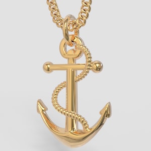 Gold Anchor Pendant | Handcrafted Sterling Silver Anchor Necklace | Men&#39;s Gold Nautical Pendant | Silver Anchor Necklace | Nautical Jewelry