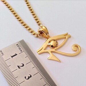 Yellow Gold Plated Eye of Horus Pendant | Silver 925 Egyptian Jewelry | Eye of Ra Charm | Eye of Horus Protection Amulet | Evil Eye Talisman image 6