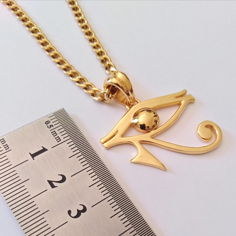 Yellow Gold Plated Eye of Horus Pendant | Silver 925 Egyptian Jewelry | Eye of Ra Charm | Eye of Horus Protection Amulet | Evil Eye Talisman image 6
