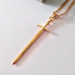 Gold Sword Pendant | Sterling Silver Sword Necklace | Gold Sword Jewelry | Men&#39;s Silver 925 Sword Pendant | Women Yellow Gold Sword Pendant