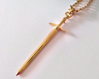 Vergoldeter Sword Anhänger | Sterling Silber Schwert Halskette | Schwertschmuck | Herren Silber 925 Schwert Anhänger | Frauen Schwert Anhänger