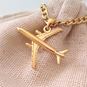 Yellow Gold Airplane Pendant | Handcrafted Silver Airplane Pendant | Unisex Airplane Pendant | Women Yellow Gold Vermeil Airplane Pendant