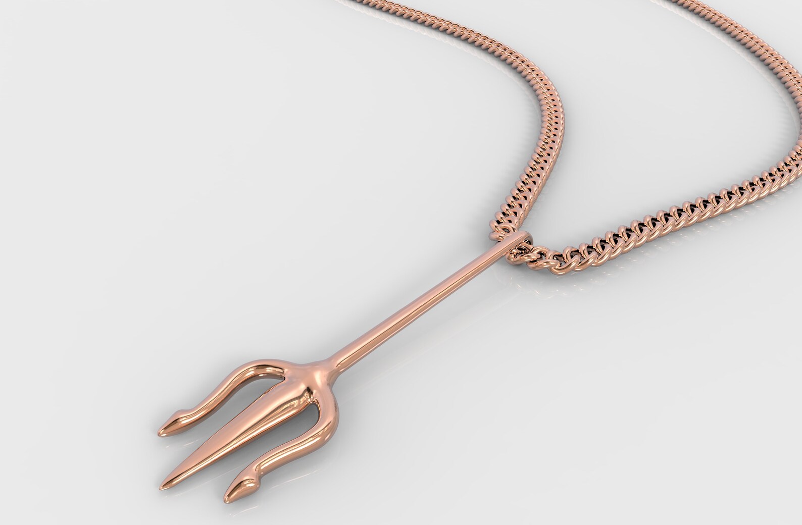 24K Gold Trident Pendant Gold Trident Necklace Silver Etsy