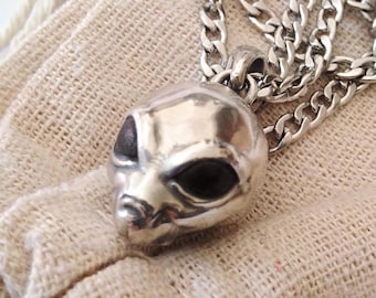 SILVER 950 ALIENSKULL CHAIN NECKLACE(FREE SIZE Silver