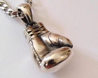 Boxhandschuh Anhänger aus Sterlingsilber | Handgefertigte Silber 925 Boxhandschuh Halskette | Männer Boxhandschuh Anhänger | Boxhandschuh