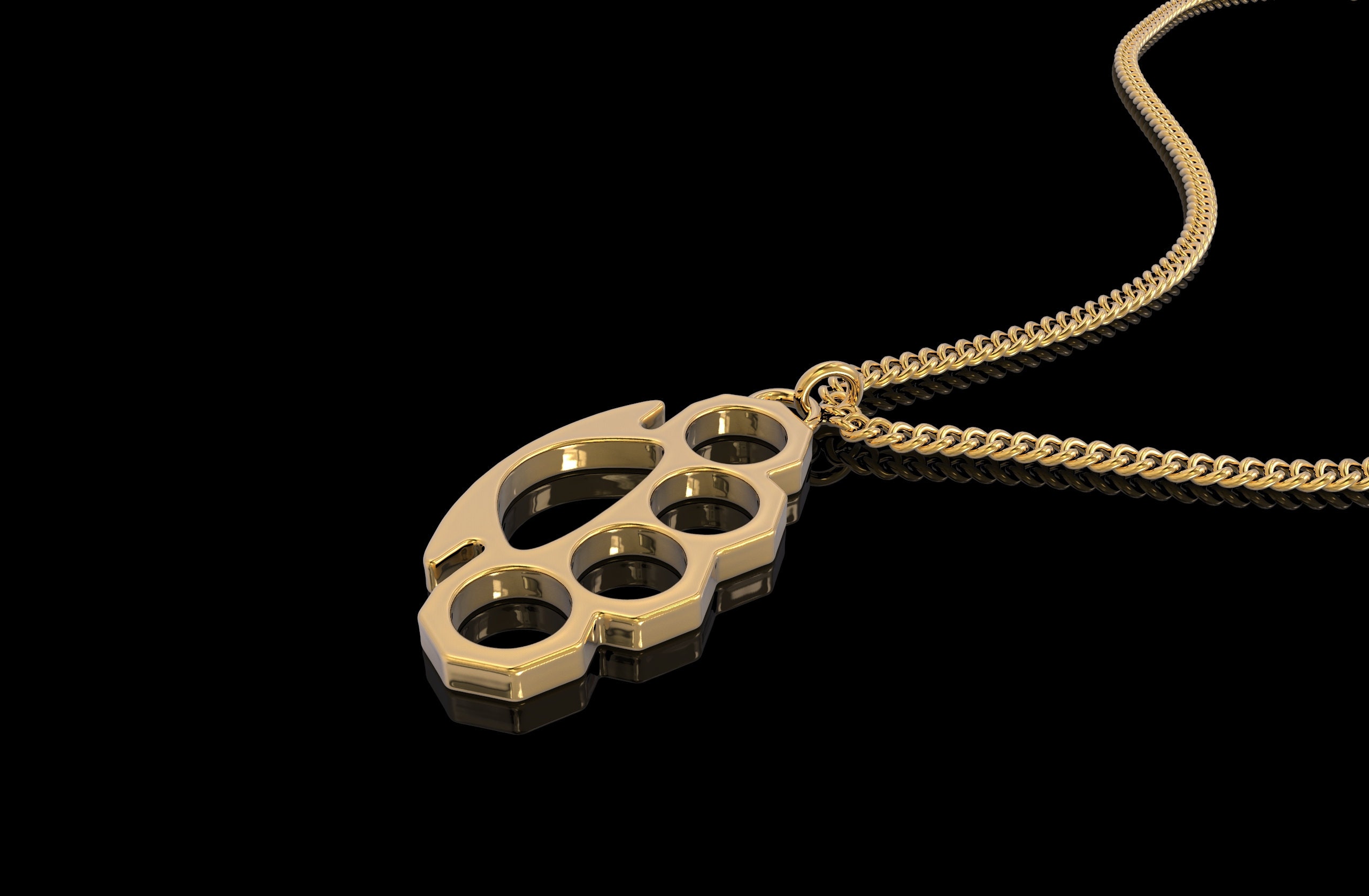 24K Gold Knuckle Duster Pendant Knuckle 