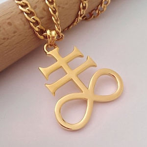 Yellow Gold Leviathan Cross | Handcrafted Silver Cross of Satan | Men's Leviathan Cross | Women's Silver Leviathan Cross Pendant | Men Cross