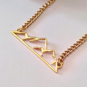 Yellow Gold Mountains Pendant | Handcrafted Silver 925 Mountain Necklace Women&#39;s Gold Mountains Necklace | Gold Vermeil Mountains Pendant