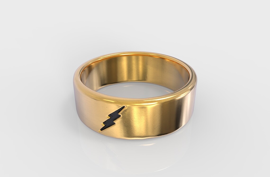 24K Gold Flash Ring Silver 925 Bolt Ring Flash Ring Etsy
