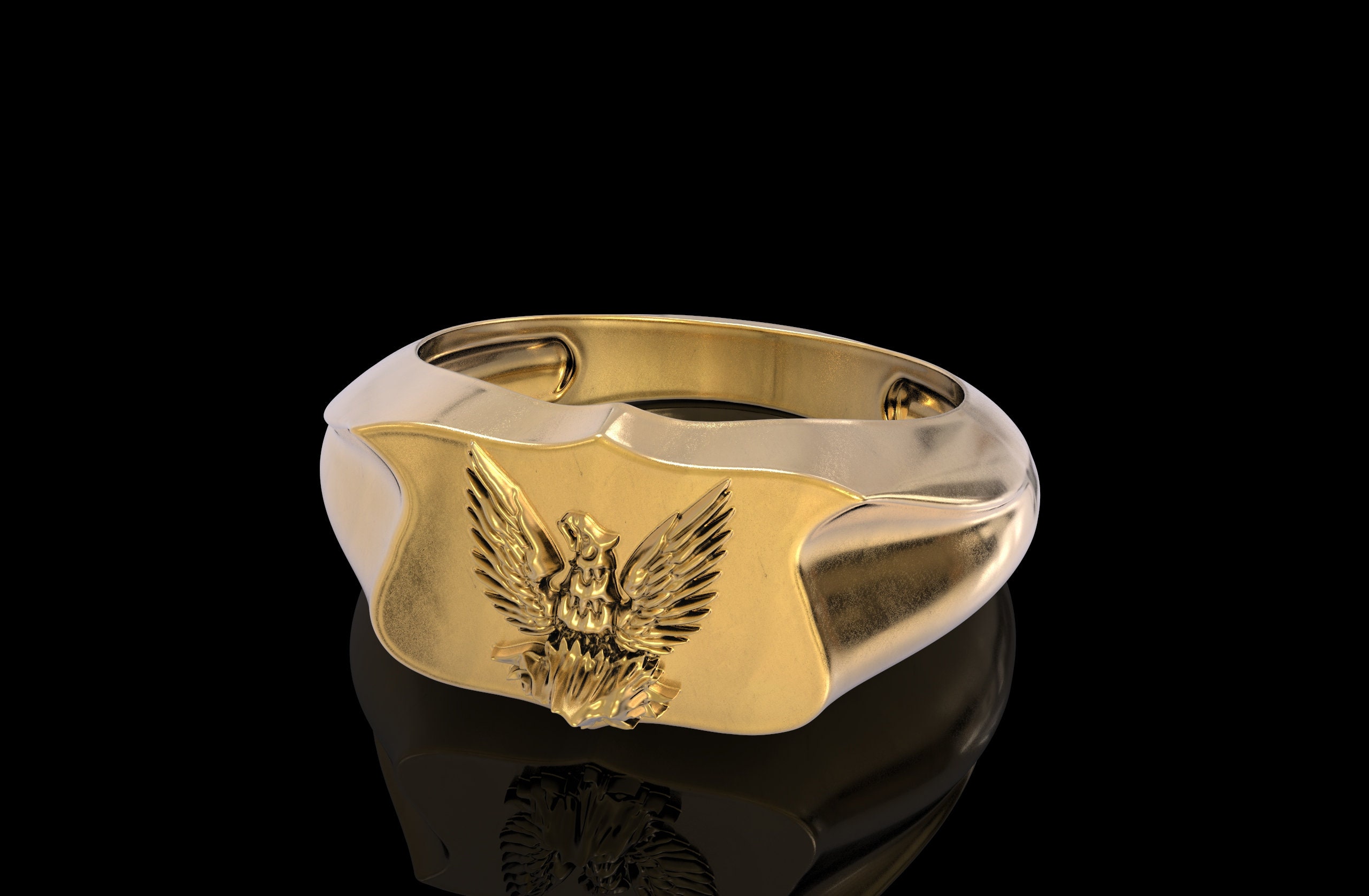 24K Gold Phoenix Ring Sterling Silver Phoenix Ring Etsy