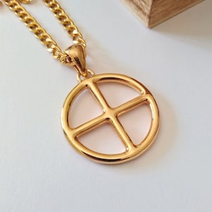 Gold Solar Cross Pendant | Men&#39;s Silver 925 Solar Cross Necklace | Women&#39;s Gold Solar Cross Necklace | Men&#39;s Yellow Gold Plated Solar Cross