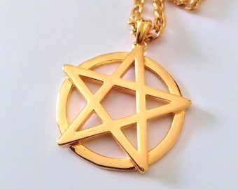 Yellow Gold Plated Pentagram Pendant | Handcrafted Silver 925 Pentacle Pendant | Men's Silver 925 Pentagram Pendant | Women's Pentagram
