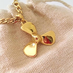 Yellow Gold Propeller Pendant | Silver Propeller Pendant | Gold Propeller Necklace | Nautical Jewelry | Men&#39;s Silver 925 Propeller Pendant