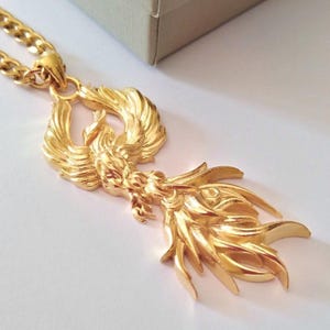 Yellow Gold Phoenix Pendant | Handcrafted Silver 925 Phoenix Necklace | Men&#39;s Phoenix Pendant | Gold Phoenix Pendant | Women Gold Phoenix