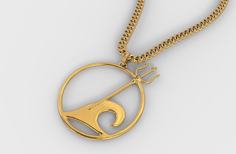 Wave Pendant 24K Gold Trident Pendant Poseidons Trident Necklace Gift for Him Nautical Jewelry Gift for Her Mens Silver 925 Pendant