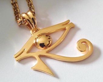 Yellow Gold Plated Eye of Horus Pendant | Silver 925 Eye of Horus Necklace | Egyptian Jewelry | Egyptian Necklace | Eye of Horus Pendant
