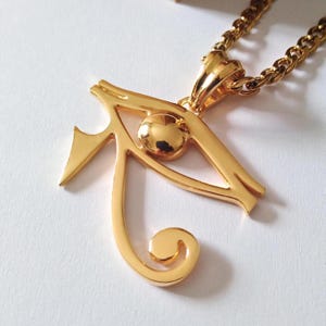 Yellow Gold Plated Eye of Horus Pendant | Silver 925 Egyptian Jewelry | Eye of Ra Charm | Eye of Horus Protection Amulet | Evil Eye Talisman image 3