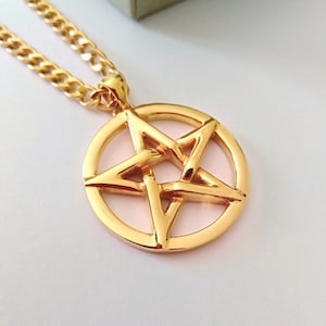 Yellow Gold Pentagram Pendant | Silver 925 Pentacle Necklace | Men&#39;s Yellow Gold Plated Pentagram Pendant | Women&#39;s Gold Pentagram Necklace