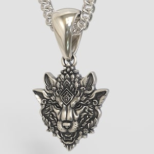 Oxidized Silver 925 Celtic Wolf Pendant | Handcrafted Aged Sterling Silver Celtic Wolf Necklace | Men&#39;s Wolf Pendant | Men&#39;s Wolf Pendant