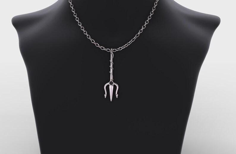 Unique Gold Trident Pendant Gold Trident Necklace Silver 925 Etsy