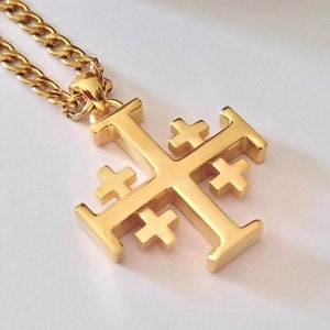 Gold Jerusalem Cross | Sterling Silver Jerusalem Cross | Men&#39;s Sterling Silver Jerusalem Cross Pendant | Women Gold Jerusalem Cross Pendant