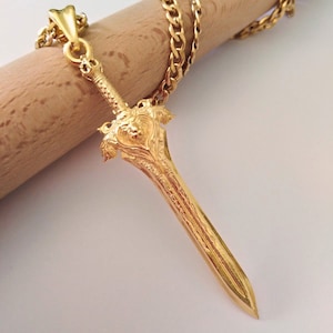 Gold Lion Sword Pendant | Silver 925 Sword Necklace | Sword Pendant | Rose Gold Necklace | Men&#39;s Gold Sword Necklace | Women&#39;s Sword Pendant