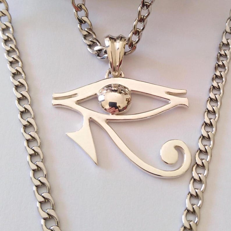 Yellow Gold Plated Eye of Horus Pendant | Silver 925 Egyptian Jewelry | Eye of Ra Charm | Eye of Horus Protection Amulet | Evil Eye Talisman Silver 925
