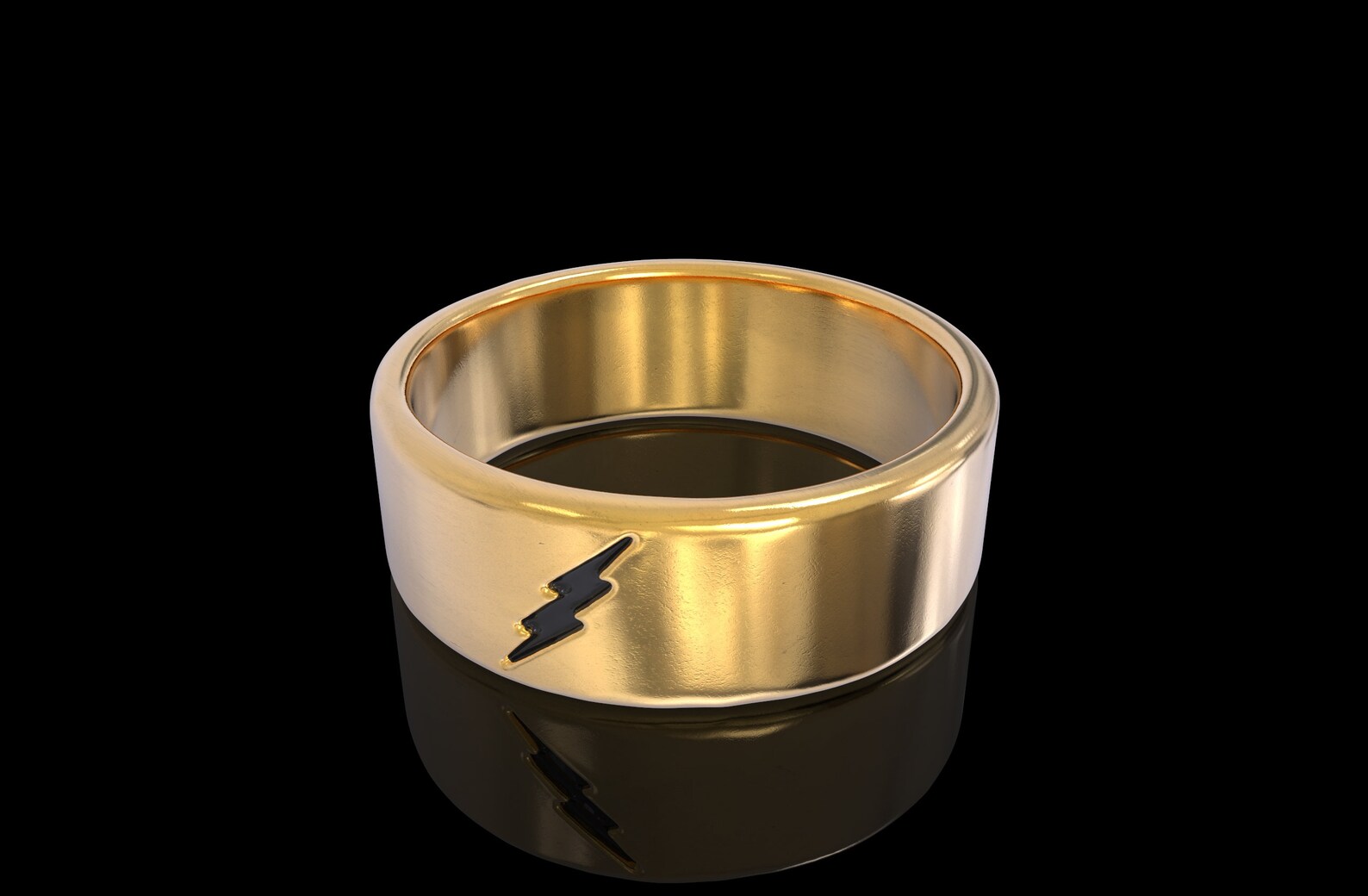 24K Gold Flash Ring Silver 925 Bolt Ring Flash Ring Etsy