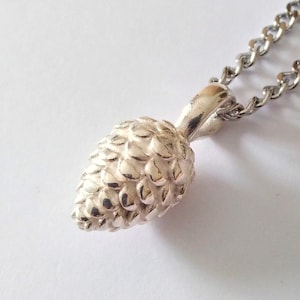 Gold Pine Cone Pendant | Sterling Silver Pine Cone Necklace | Pine Cone Jewelry | Gold Plated Pine Cone Pendant | Women&#39;s Pine Cone Pendant