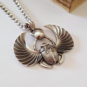 Aged Silver 925 Egyptian Scarab Pendant, Silver Egyptian Scarab  Necklace, Egyptian Scarab Pendant, Women's Sterling Silver Scarab Pendant