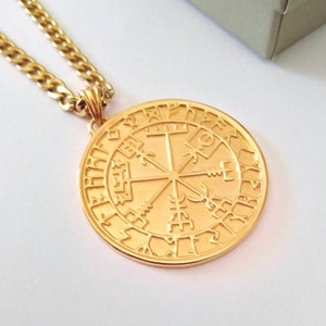 Gold Viking Compass Pendant, Men&#39;s Sterling Silver Viking Compass Necklace, Men&#39;s Silver 925 Viking Compass Pendant, Men&#39;s Gold Compass
