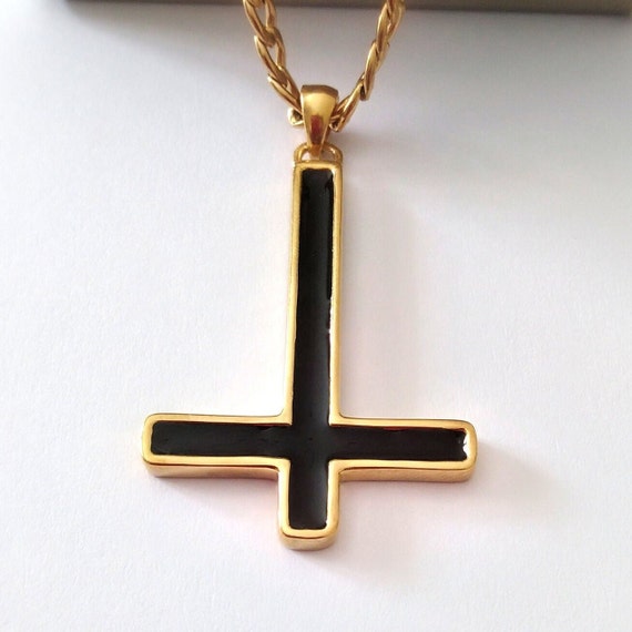 Gold Inverted Cross Pendant Sterling Silver Inverted Cross