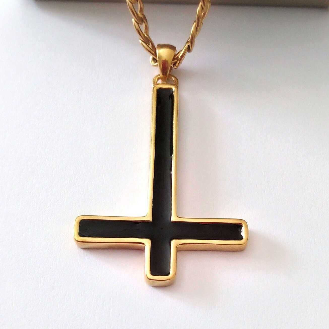 Men's Upside Down Cross Pendant White Gold Plated Silver with Natural  Moissanite | eBay