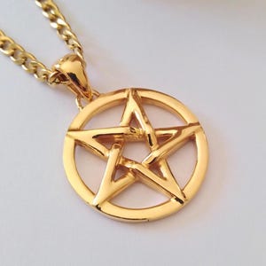 Yellow Gold Inverted Pentagram Pendant | Handmade Sterling Silver Inverted Pentacle Necklace | Pentagram Jewelry | Men&#39;s Pentagram Pendant