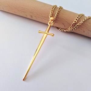 Gold Sword Pendant, Sterling Silver Sword Necklace, Rose Gold Sword Pendant, Sword Necklace, Silver Sword, Men Sterling Silver Sword Pendant