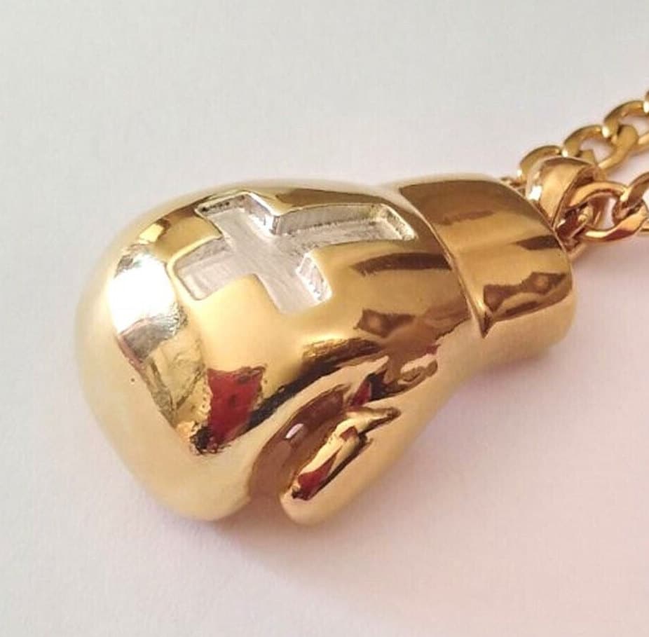 Real golden gloves necklace deals