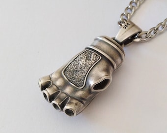 Oxidierte Silber 925 MMA Handschuh Anhänger | Handgefertigte gealterte Silber 925 MMA Handschuh-Halskette Herren MMA Handschuh Anhänger | Herren Fitness Schmuck