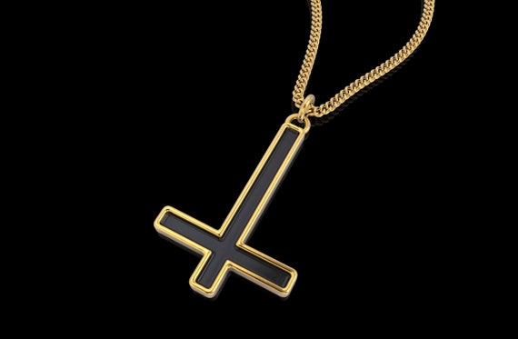 Gold Inverted Cross Pendant Sterling 