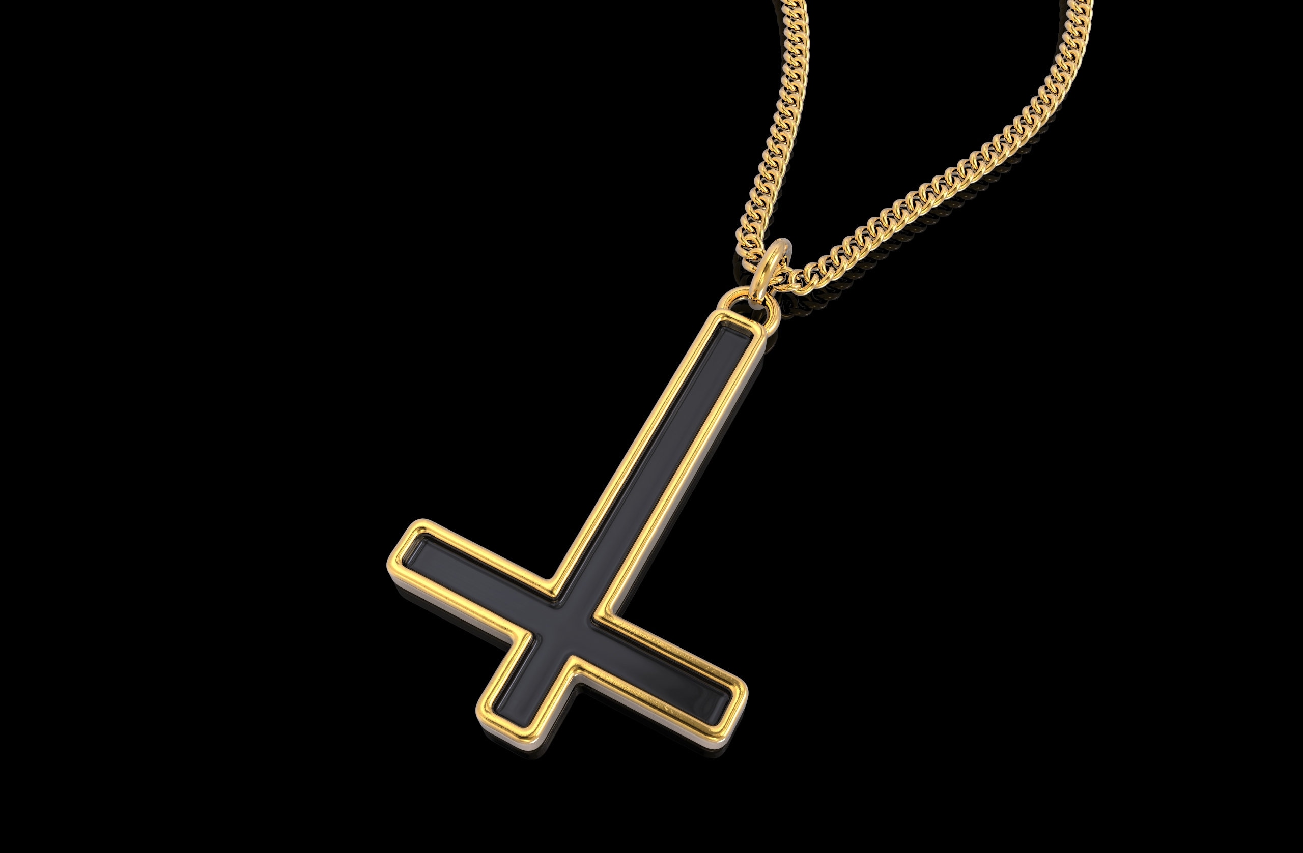 Gold Inverted Cross Pendant Sterling 