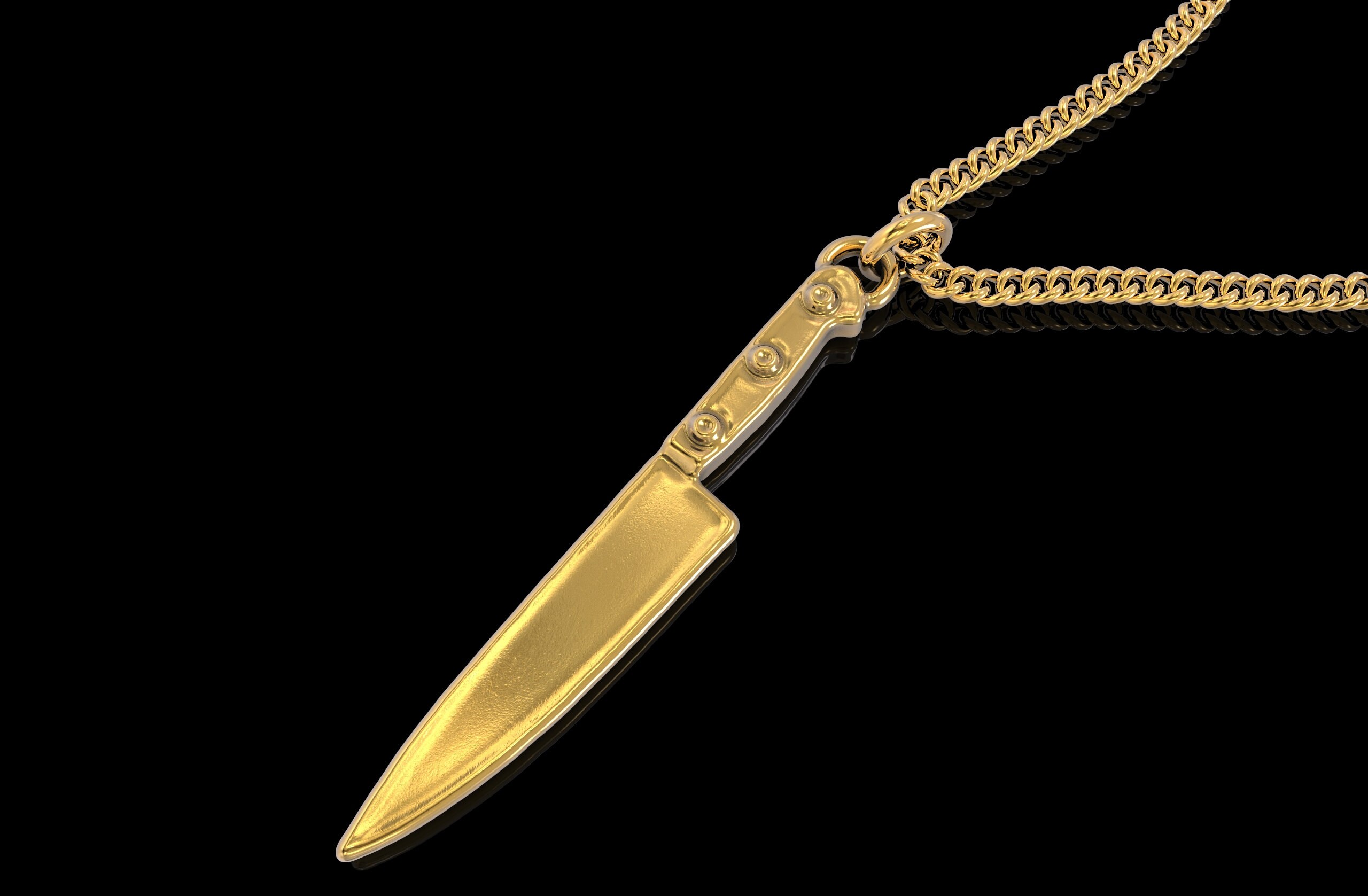 24K Gold Chef Knife Pendant Silver 925 Chef Knife Necklace Etsy