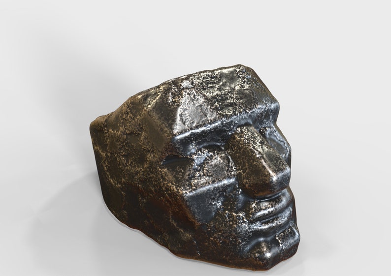 Artificially Aged Mask Ring \u0395xtraterrestrial Unearthly Face Ring Puzzling Head Ring Unique Face Ring Mysterious Humanoid Face Ring
