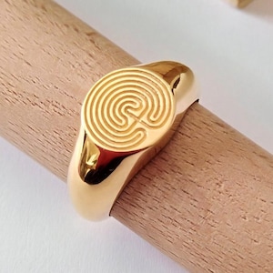 Gold Maze Ring | Sterling Silver Maze Ring | Men Labyrinth Ring | Women Gold Labyrinth Ring | Women's Gold Ring | Men's Sterling Silver Ring