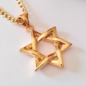 Colgante de estrella de David chapado en oro amarillo / Collar de estrella de David en plata 925 / Colgante de estrella de David para mujer / Colgante de estrella de David para hombre
