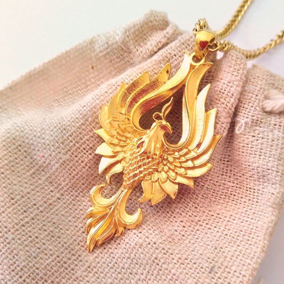 Gold Phoenix Pendant Sterling Silver Phoenix Necklace Men s