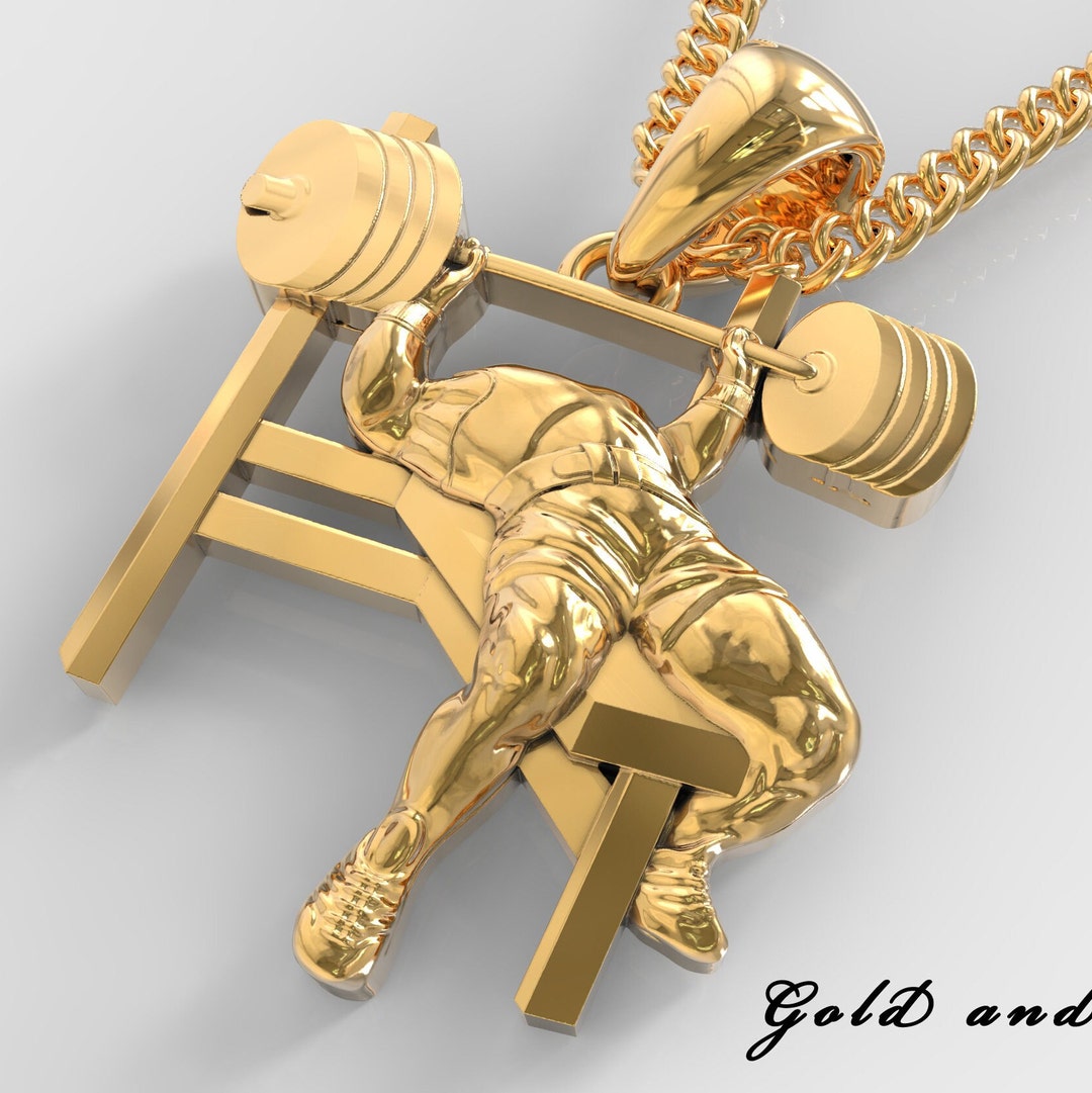 Gold Pendant Barbell Bench Press, Men