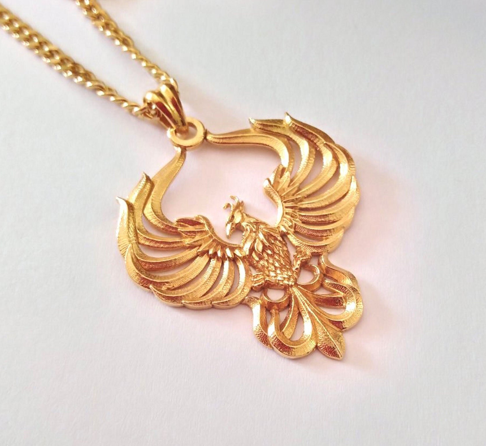 Yellow Gold Phoenix Pendant Handmade Silver 925 Phoenix Necklace Gold Mythical Bird Jewelry Women s Rose Gold Phoenix Bird Pendant Etsy Canada