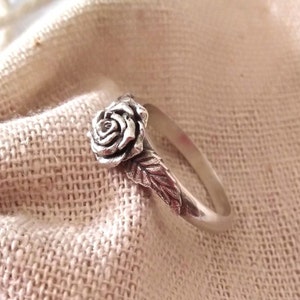 Oxidized Silver 925 Rose Flower Ring | Handcrafted Sterling Silver Rose Flower Ring | Unisex Rose Flower Ring | Women Silver 925 Flower Ring