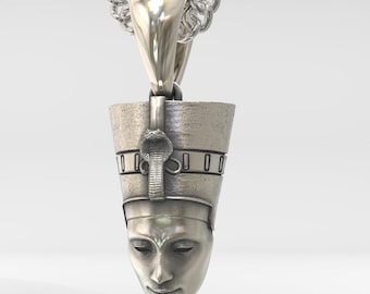 Oxidized Silver 925 Nefertiti Pendant | Handcrafted Aged Sterling Silver Nefertiti Queen Necklace | Women Egyptian Jewelry | Egyptian Jewel